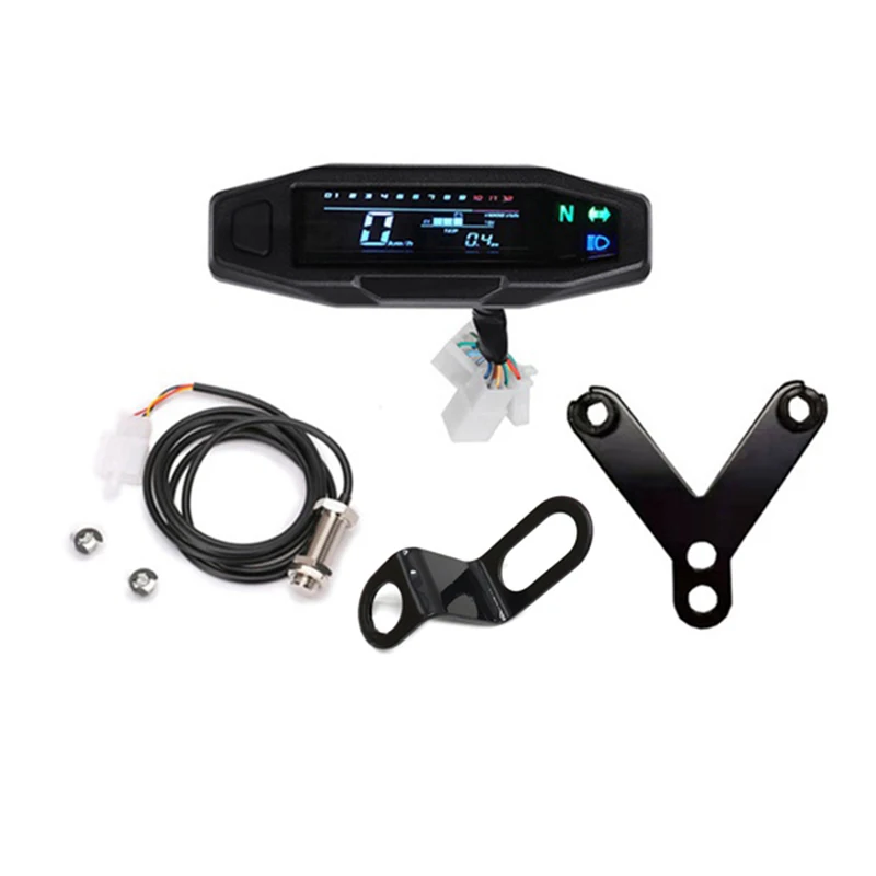 Motorcycle LCD Speedometer RPM Digital Odometer Electric Injection and Carburetor Meter for Russian KR200 with Bracket