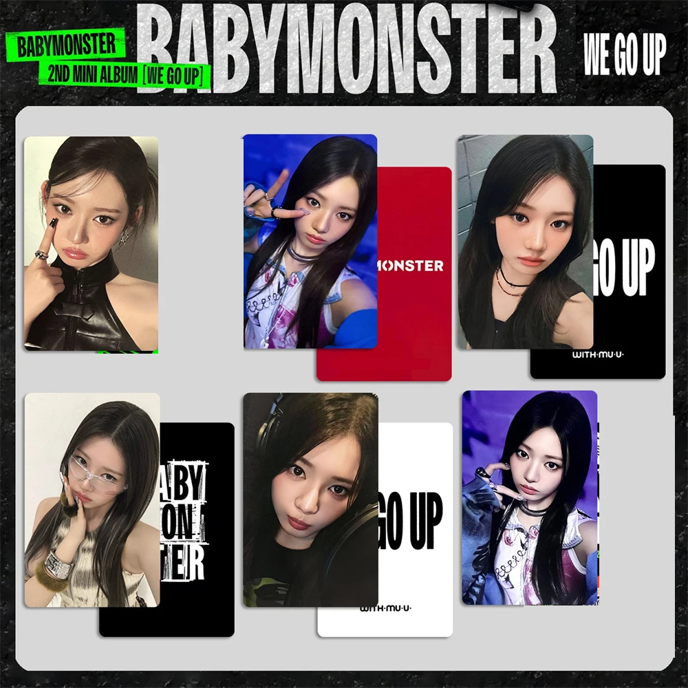 BABYMONSTER 2ème Mini Album WE GO UP cartes photo Ahyeon Ruka carte personnelle Double face impression Film lumineux LOMO carte Fans cadeau