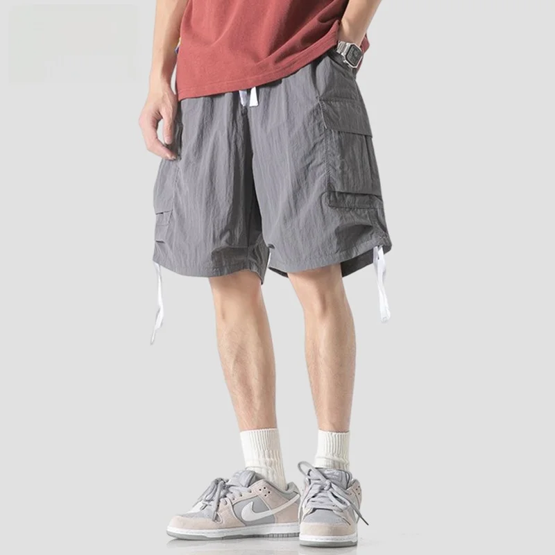 

Men's Workwear ort Pants Ice Silk Thin Spor Casual Loose Fit Summer Seven-Five Length Qui Dry Straight Leg Trousers