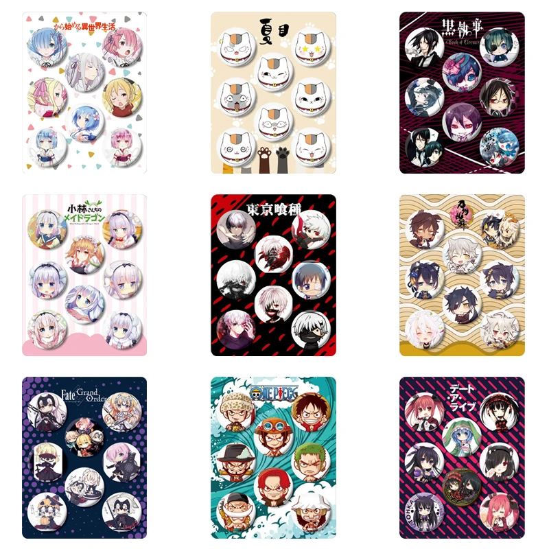 8 Pcs/Set Anime Tinning Backpack Badge Brooch Pin Souvenir Clothing Bag Backpack Accessories Gift For Friends