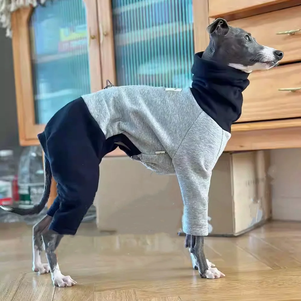 Italy Greyhound Clothing 4-legged High-Neck Grey Black Sweatshirt Winter Coat for Poodle Autumn Soft Loungewear for Mid Dogs