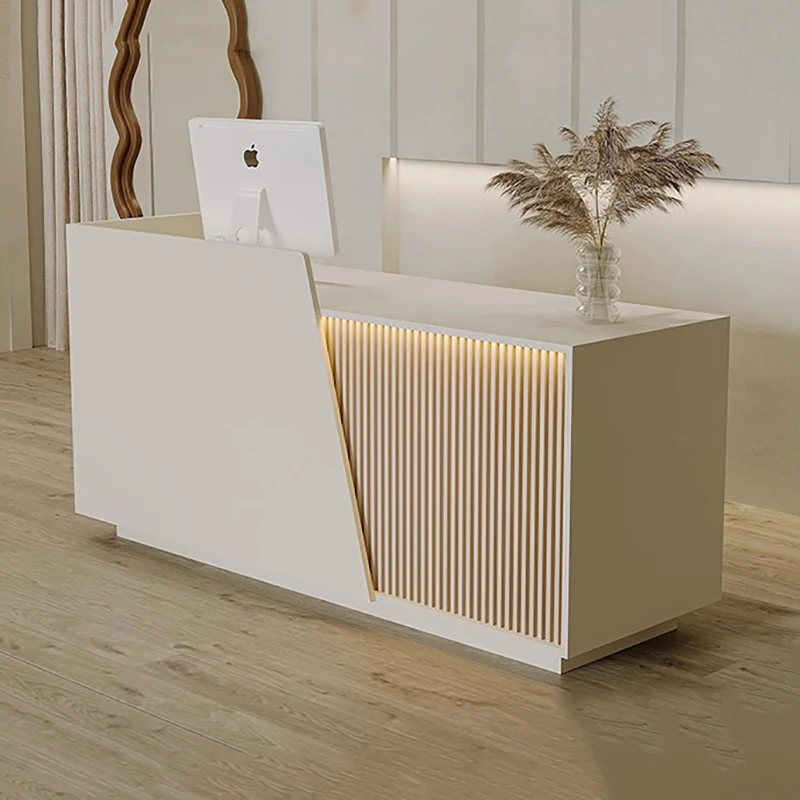 

Luxury Professional Reception Counter Simple Design Italian Style Reception Desk Creative Storage Theke Empfang Office Furniture