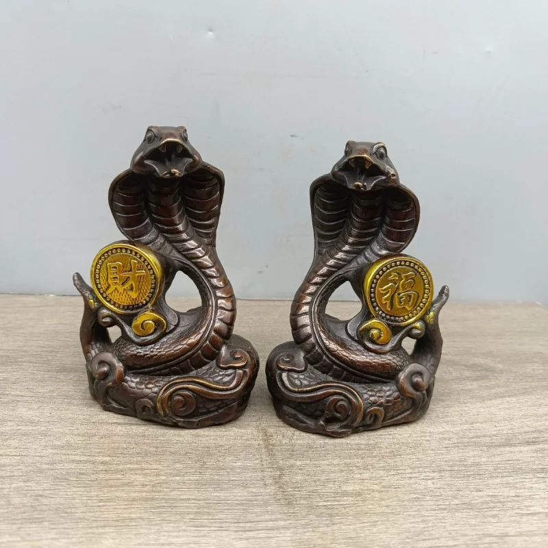 Wealth-Bringing , Golden Jadey, Brings Abundant Fortune, Copper Snake, Ornament for Living Room, Bedroom, and Office, Z