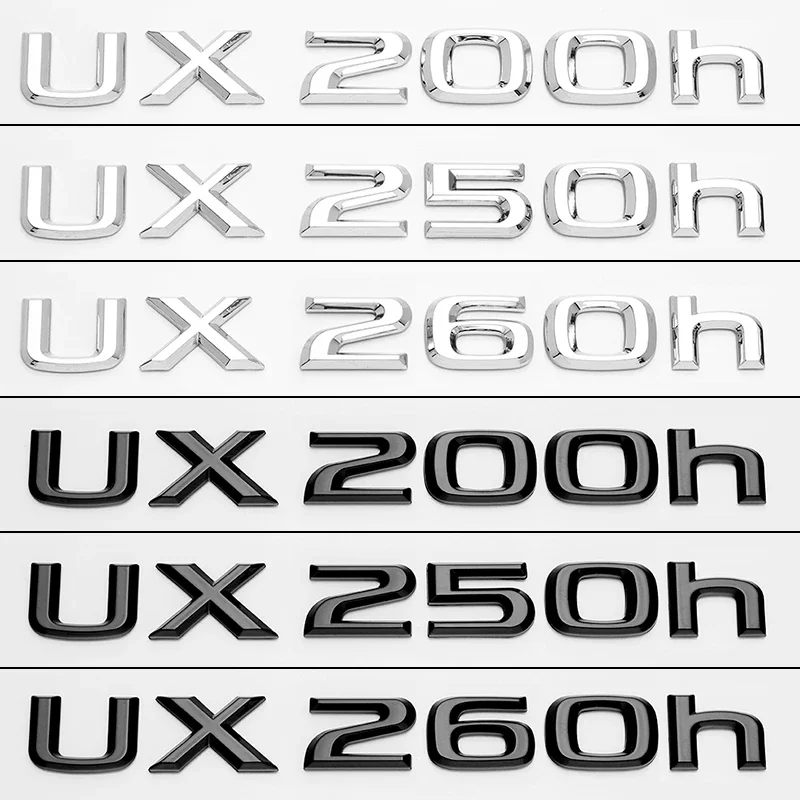 Glossy Black 3D ABS Letters Number UX200h UX250h UX260h HYBRID Emblem for Lexus Car Trunk Logo Sticker Badge Accessories