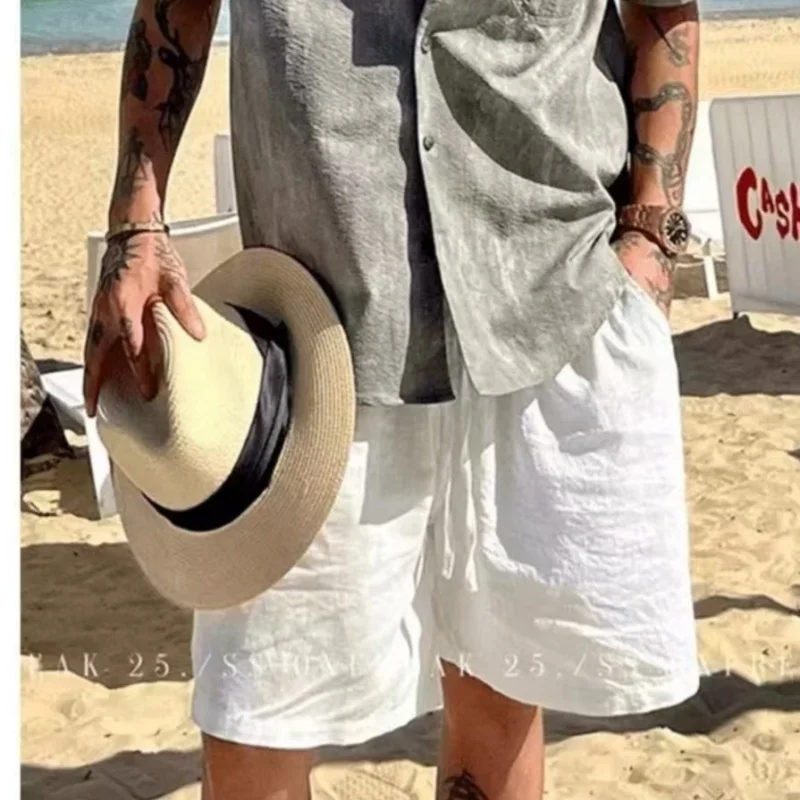 Summer Cotton Linen Short Pants New Solid Color Lightweight Shorts Large Jogging Beach Shorts for Men Loose Sweatpants