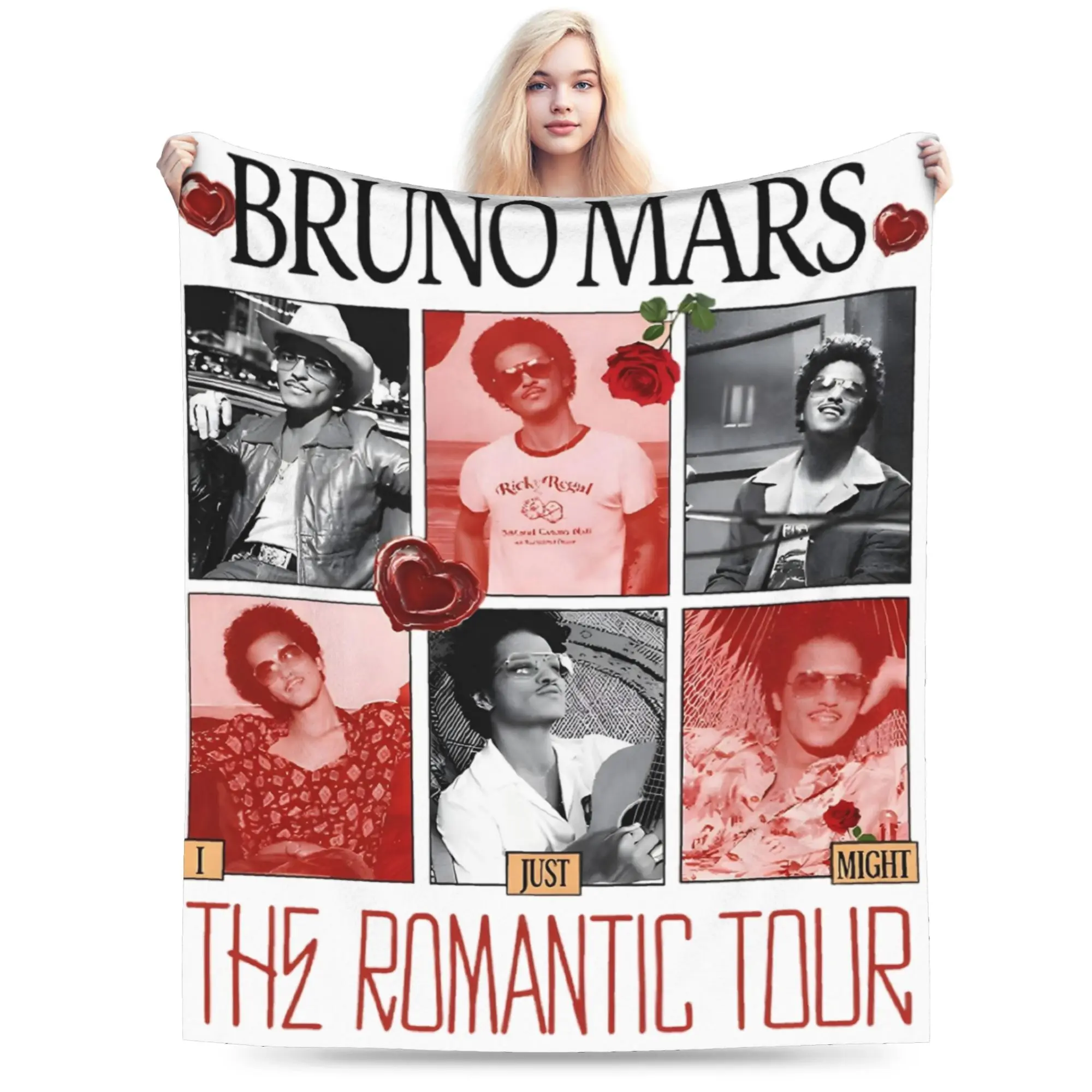 Super Soft Bruno Mars Romantic Tour 2026 Throw Blanket Premium Fleece Flannel Lightweight  Bed Blanket Warm Plush Bedspread