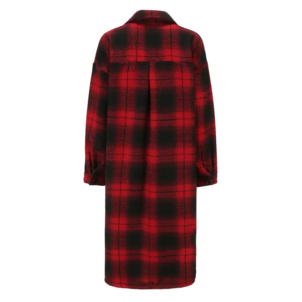 

Jinhan Women's Casual Plaid Jacket Off-Shoulder Shirt Coat with Pockets Extended Size Fashion Outerwear