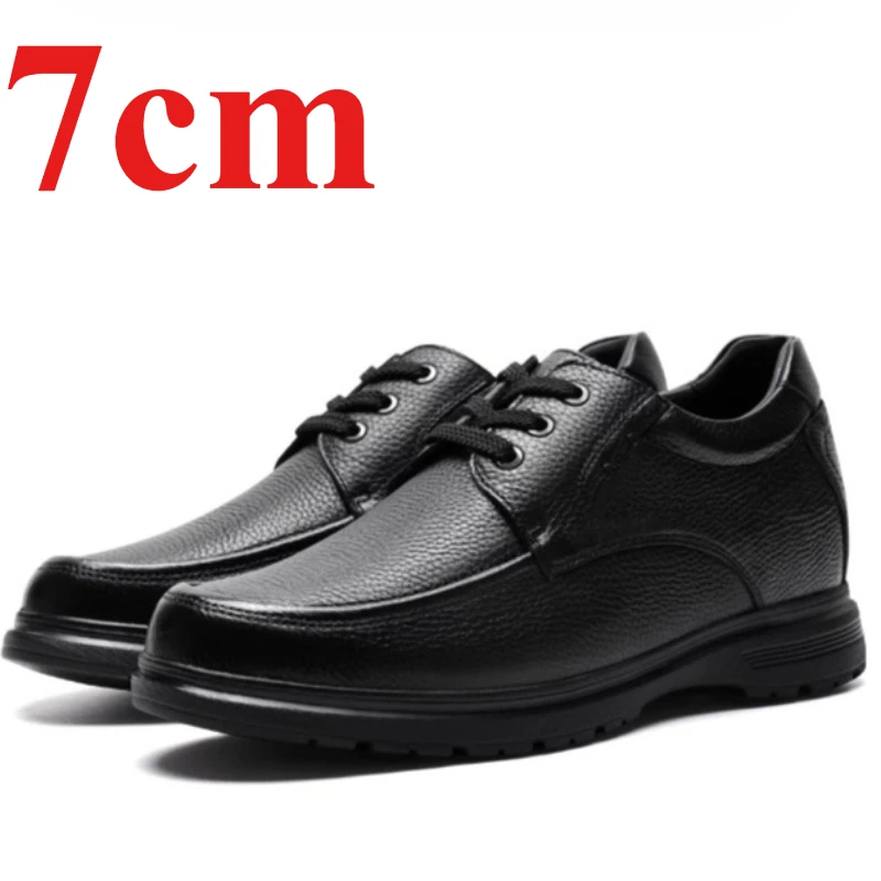 

Inner Height Increasing Shoes for Men's Business 8CM Elevator Shoes Genuine Leather Comfortable Soft Sole Soft Surface Dad Shoes
