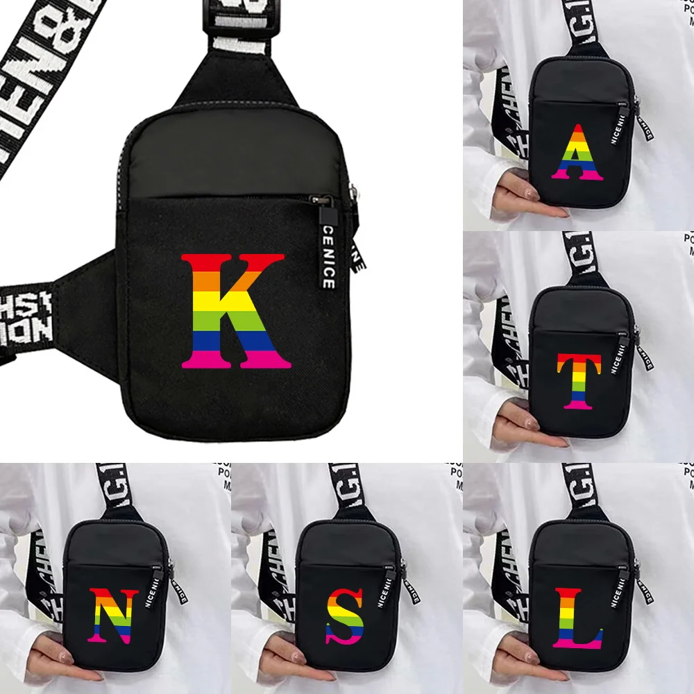 Leisure Chest Bags for Men and Women One Shoulder Dustproof Chest Bags Outdoor Sports Rainbow Series Crossbody Storage Bag