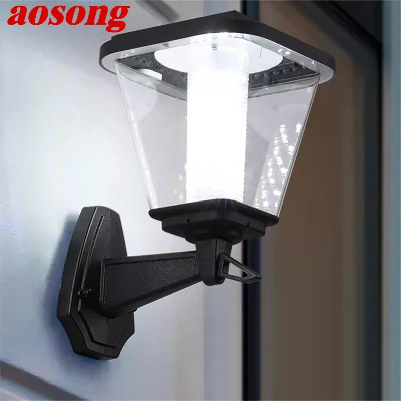 

AOSONG Contemporary Solar Outdoor Wall Lamps Simplicity Waterproof Creative Balcony Hallway Courtyard Villa Gate Hotel