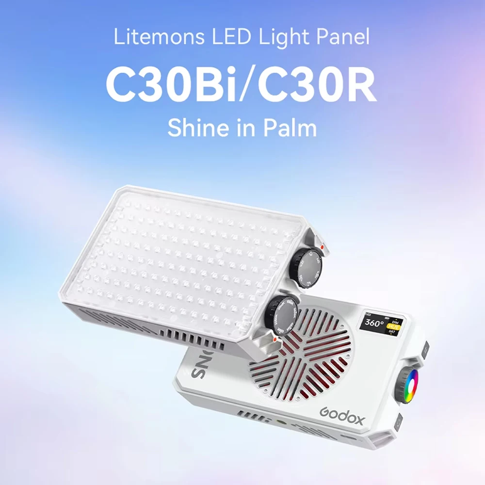 Godox C30Bi/C30R Litemons LED Light Panel CRI94+ TLCI96+ 2800K-6500K Pocket Fill Light for Vlog Recording