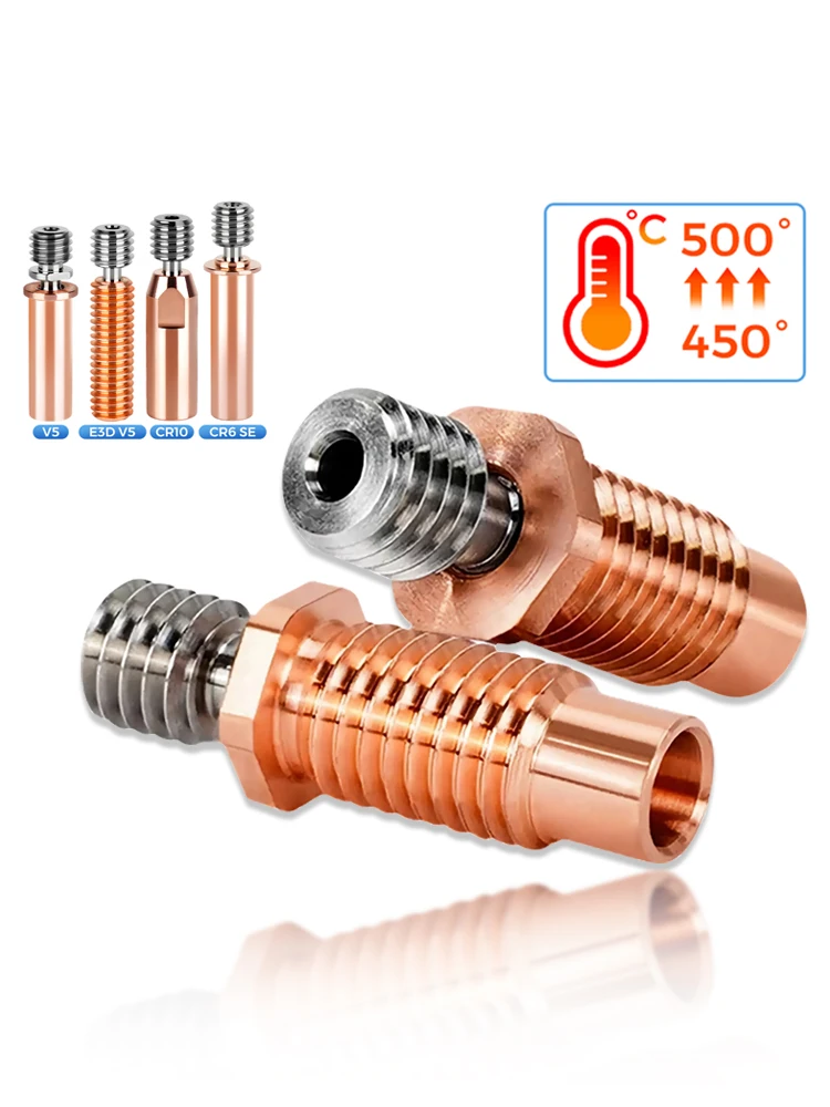 Hochwertige E3D V6 Throat V5 3D-Druckerteile CR10 Bi-Metall Heatbreak Kupferbeschichtete MK8 Throats für Anycubic V5 CR10S CR6 SE