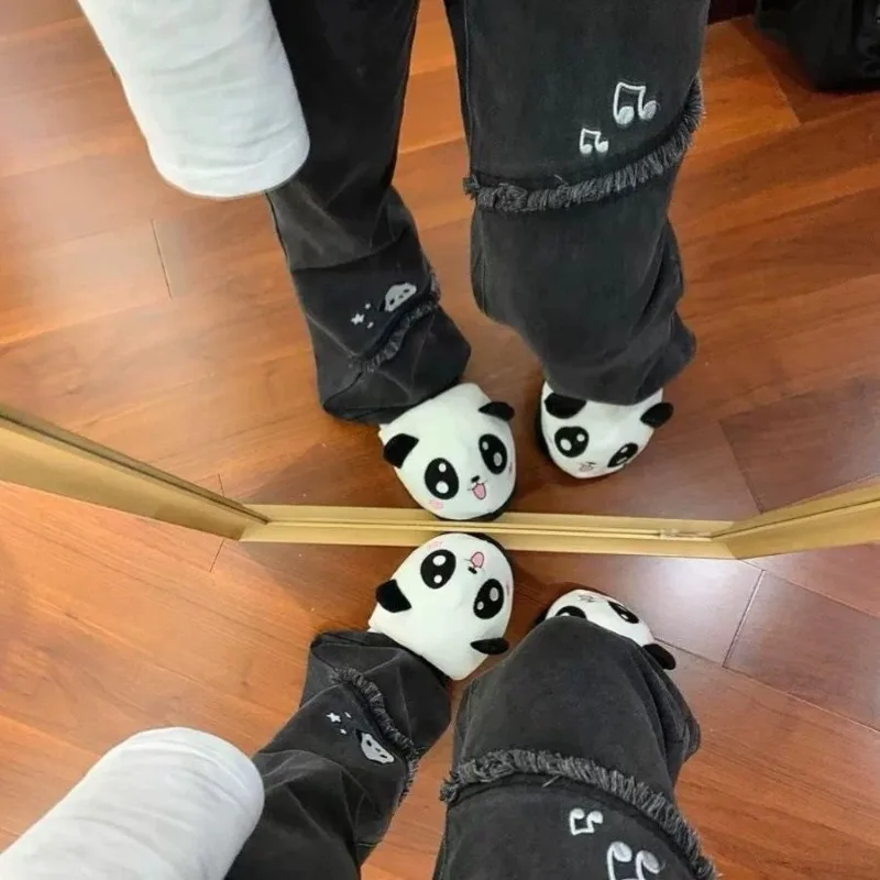 Pantaloni Kawaii giapponesi Donna Panda Pupazzo di neve Modello Pantaloni casual Dolce estetica Sottocultura Harajuku Jeans Pantaloni della tuta autunnali