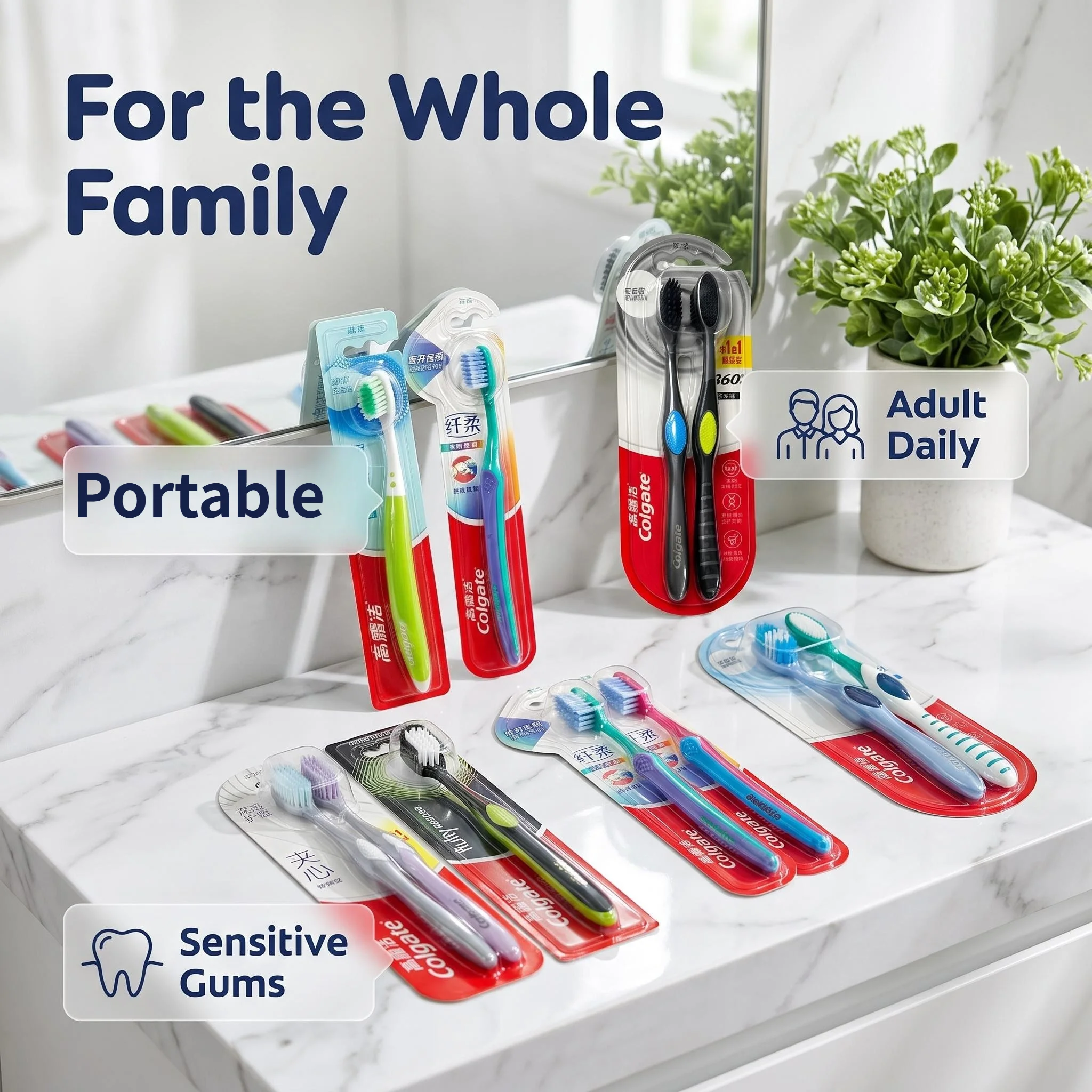 10PCS Colgate Toothbrush Bulk Pack Assorted Styles Soft & Medium Bristle Deep Cleaning For Family Guest Hotel Wholesale