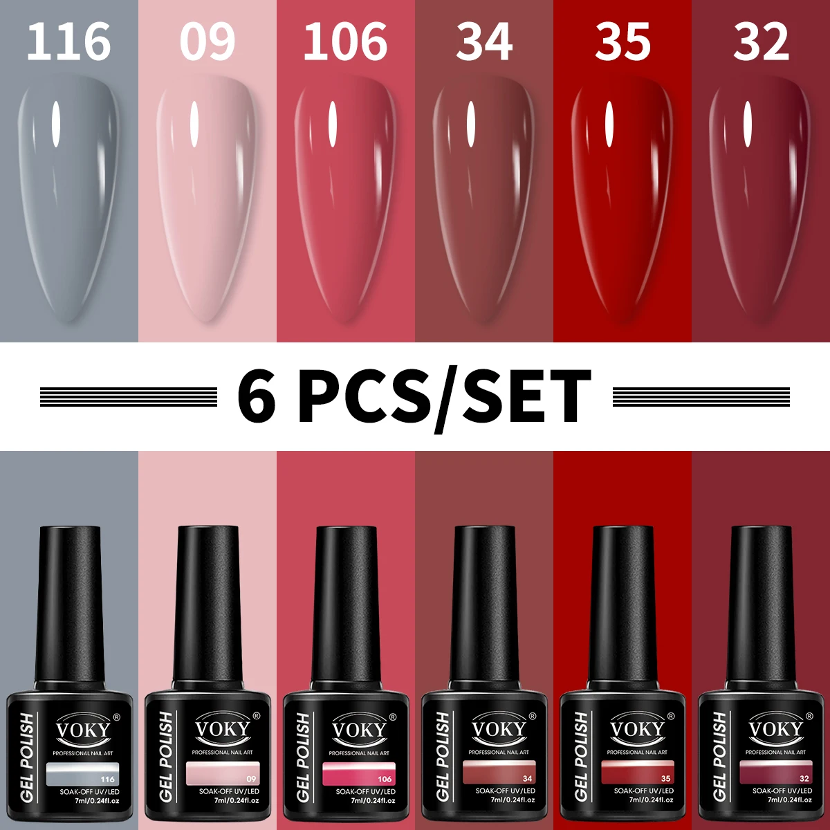 High-End 6-Color Elegant Neutral Gel Nail Polish Set, with Understated Soft Nude and Reddish Brown Shades, Soak-Off Uv/Led Gel, Long-Lasting and Exquisite Professional Nail Art Supplies