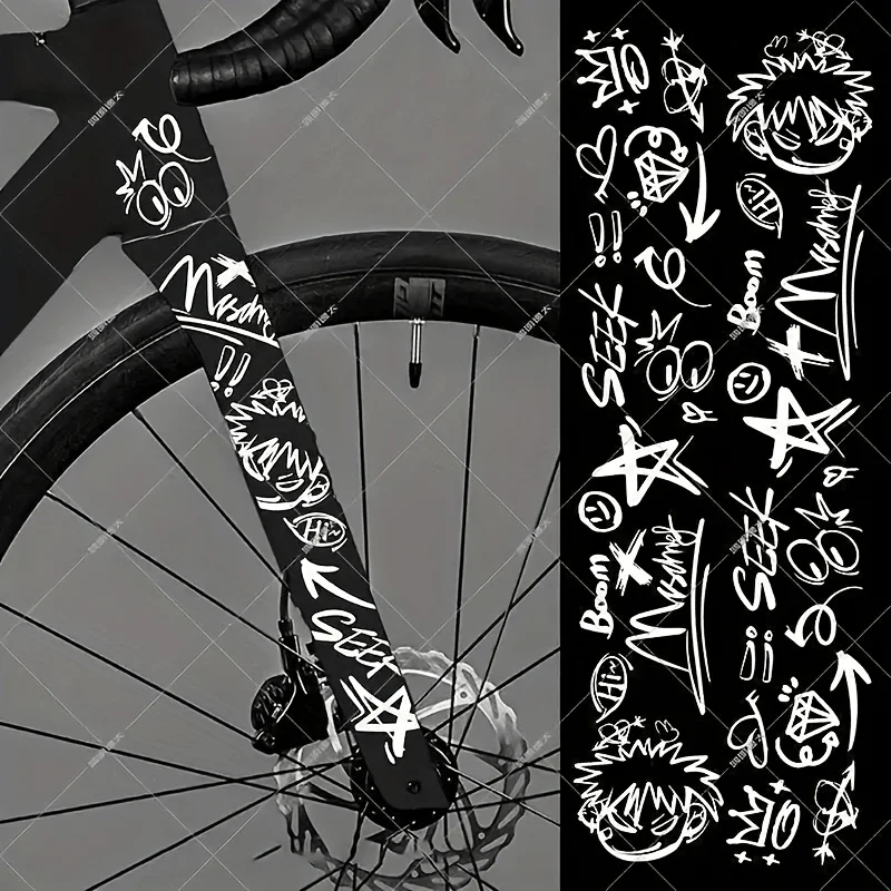 Graffiti Bicycle Frame Stickers | Matte Pvc, Self-Adhesive, High Impact And Wear Resistance,