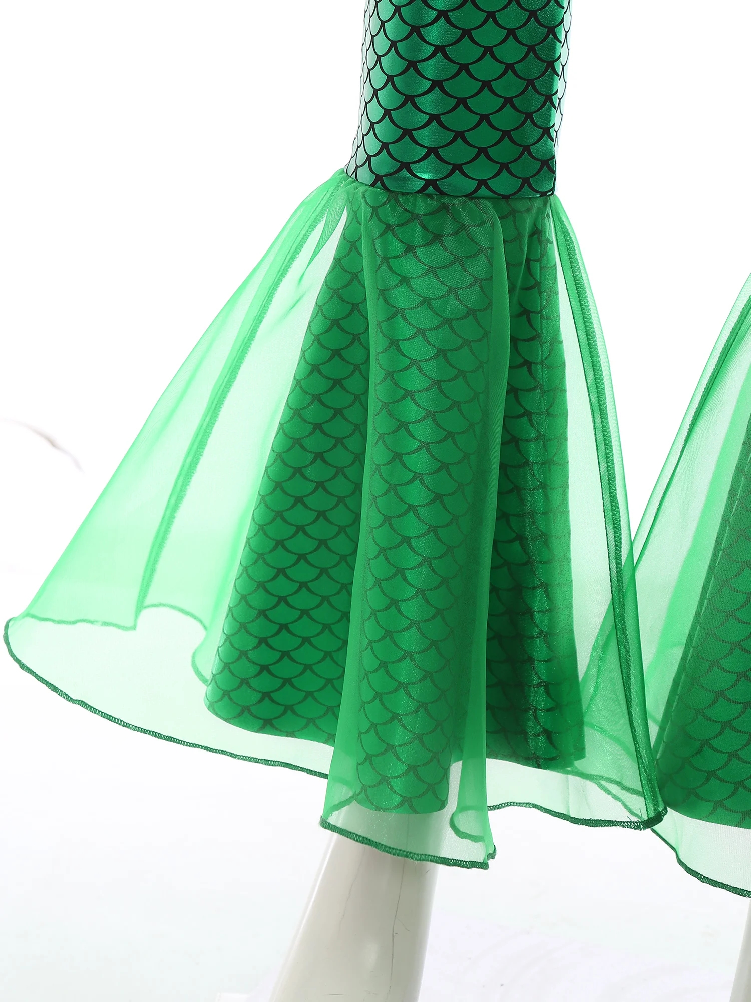 زي حورية البحر للهالوين، بدلة قفز للحفلات التنكرية للنساء، رومبير مع فتحة رقبة وهمية، موازين سمكة معدنية أمامية #5