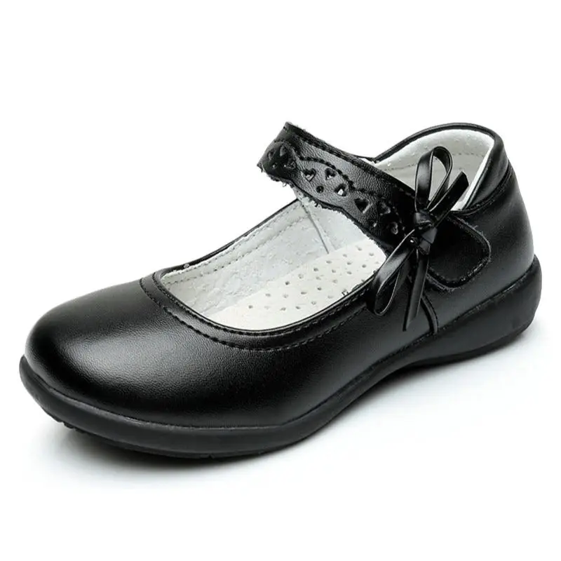 Kids shoes black Cow Leather shoes Girl students school footwear