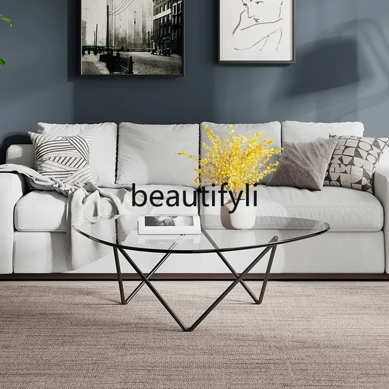 

Nordic INS Tempered Glass Coffee Table Simple Modern Light Luxury Round High-End Feel Designer Side Table