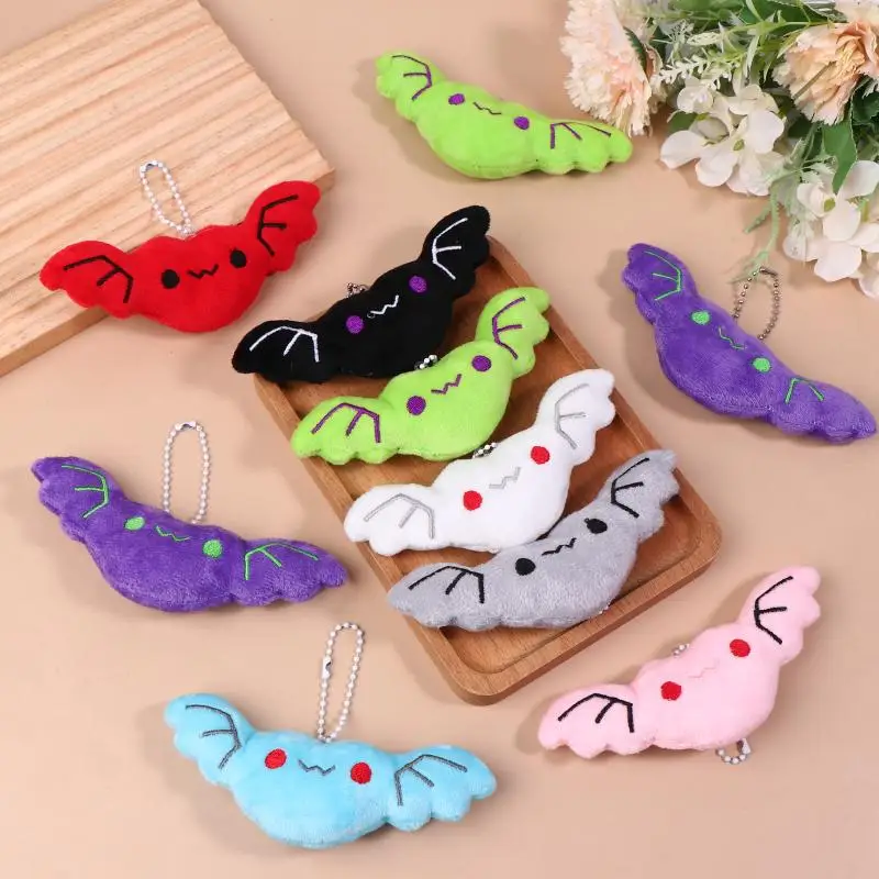 2 uds Mini llavero de felpa en forma de murciélago llavero de Animal relleno suave accesorio bolsa decoración para Halloween regalo de cumpleaños para niños