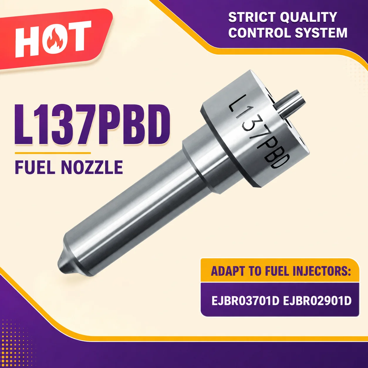 L137PBD Common Rail Nozzle Euro‑3, Paired For EJBR03701D EJBR02901D EJBR02401Z Injector,Fuel System Component.LI0330