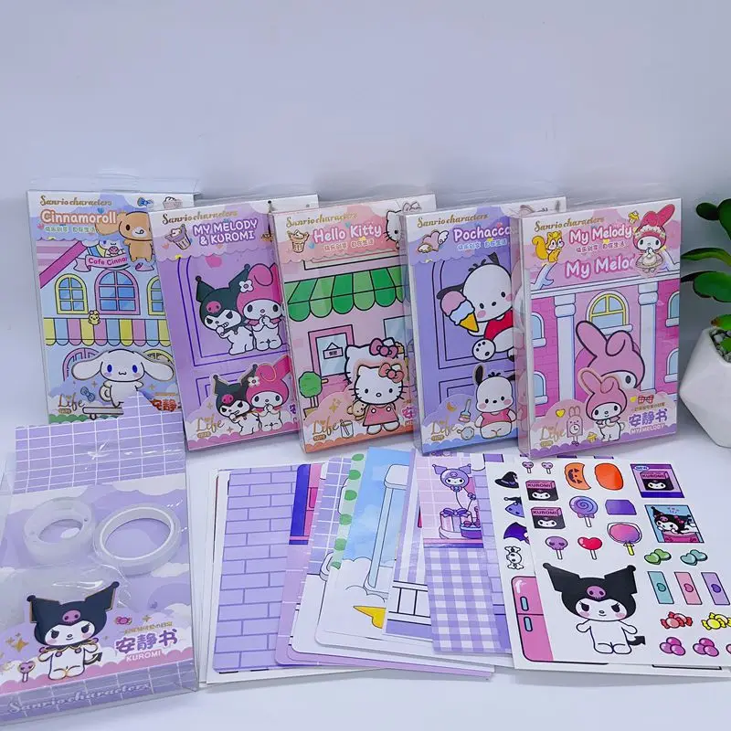 Sanrio Hello Kitty My Melody Pachacco Kuromi Cinnamoroll Quiet Book Decompression Toy Book Creative Diy Handmade Material Bag