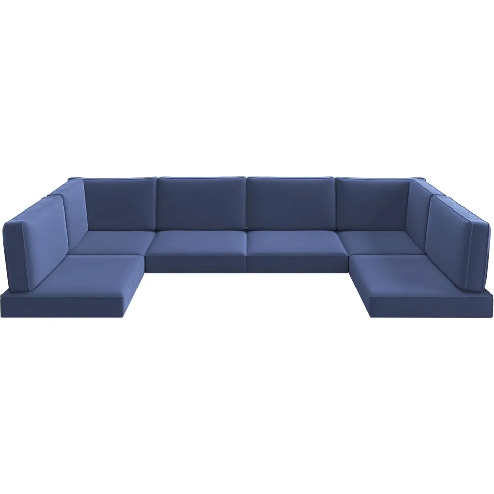 

14 piece outdoor furniture replacement mat set, suitable for 6-seater split rattan courtyard furniture conversation set