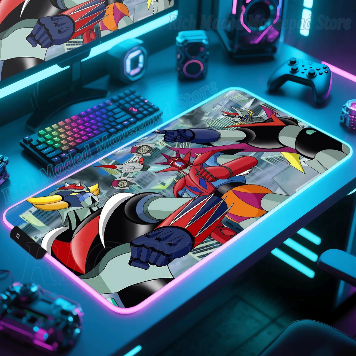 Grendizer и Actarus UFO робот-клавиатура настольный коврик RGB коврик для мыши аниме Xxl ПК игровые аксессуары большой компьютерный расширенный коврик для мыши