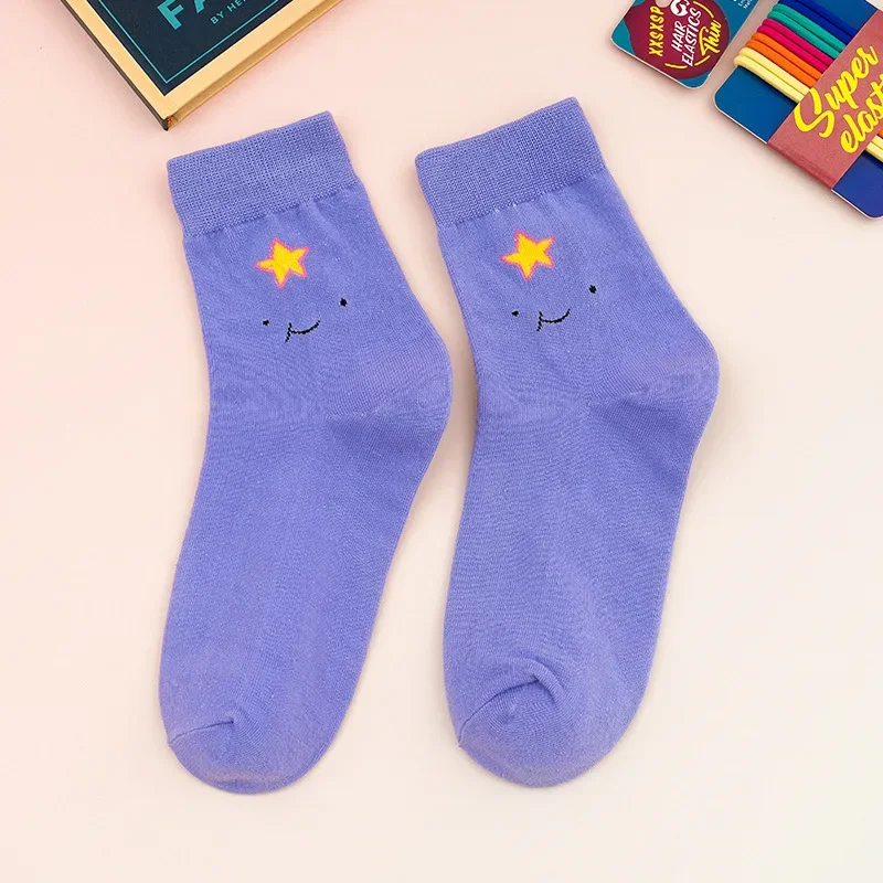 5 Paare/Set Cartoon Lustige Nette Gemusterte Frauen Socken Ins Bonbonfarbene Socken Anzug In Alle Jahreszeiten Für Den Täglichen