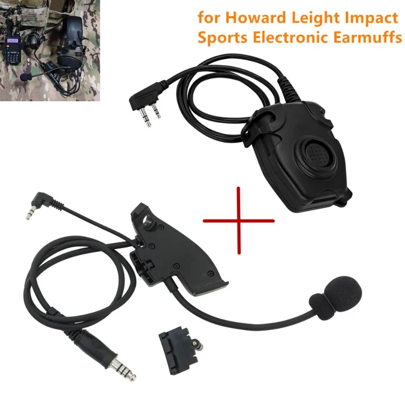 

Tactical Headset Adapter Electronic Shooting Microphone Kit with U94 PTT for Howard Leight Impact Sports Electronic Earmuffs