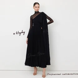 Heyday-Women's Elegant High neck Party gala Gown Pleat Chiffon A-line Ankle Length Formal saudi luxury evening dresses 2024