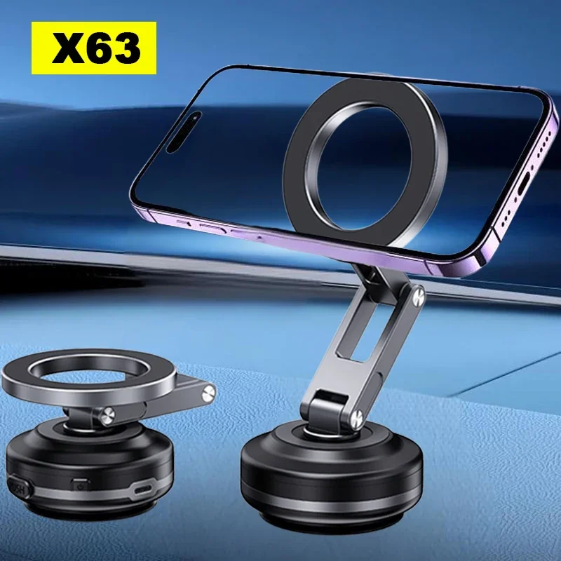 

X63 Aluminum Alloy Magnetic Car Phone Holder 360 degree Rotation support in Car Universal For iPhone 16 15 13 12 Pro Max Huawei