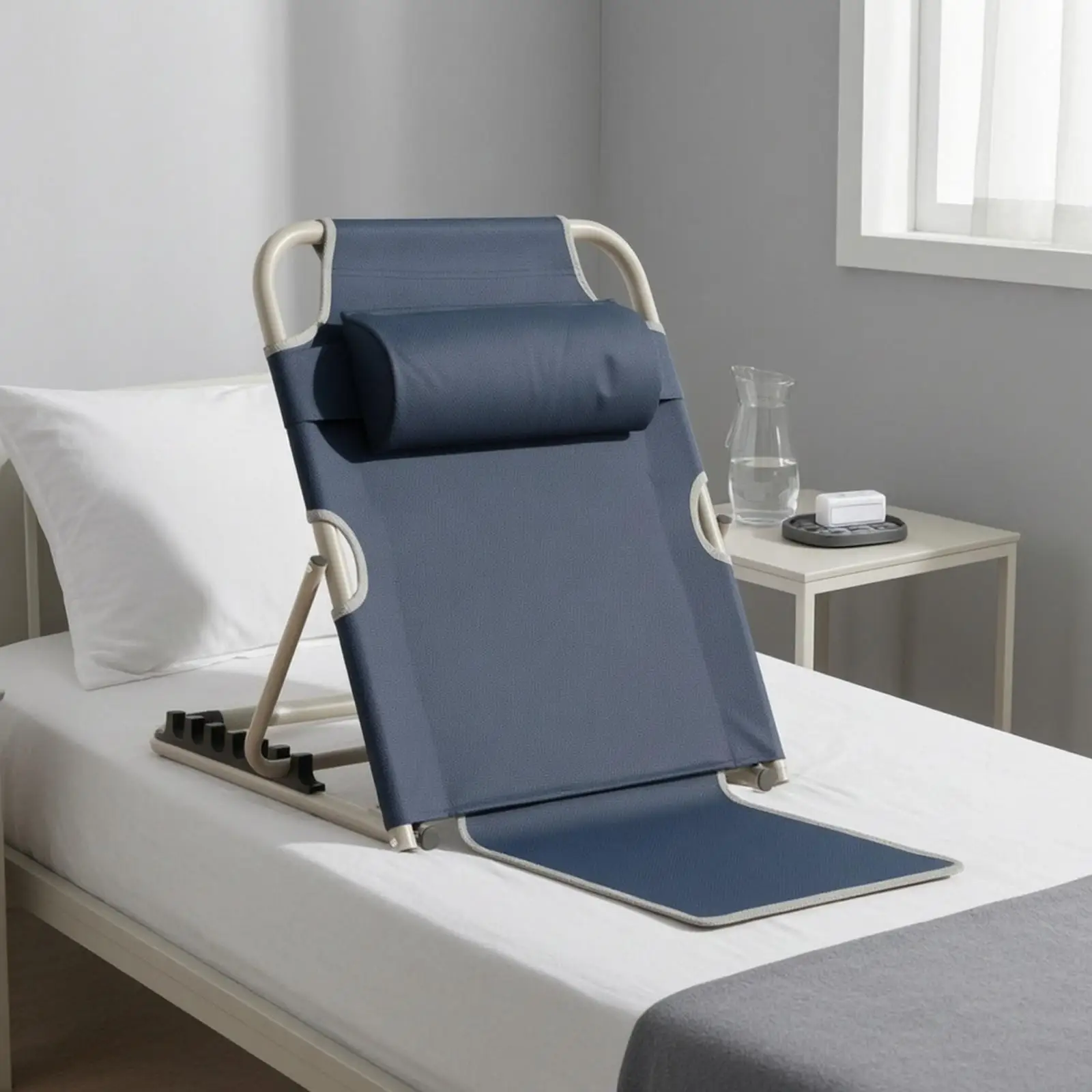 Sturdy Metal Frame Floor Seat with Adjustable Back for Bedroom Versatile Lounge Furniture
