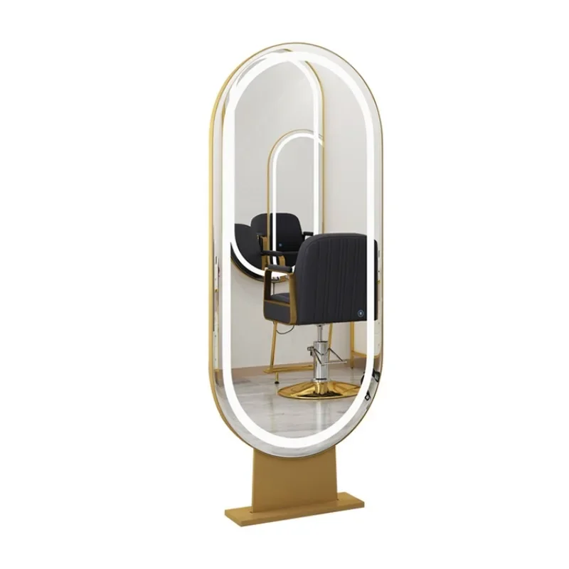 Hair salon furniture set haircut styling mirror station makeup salon station double-sided salon mirror with LED