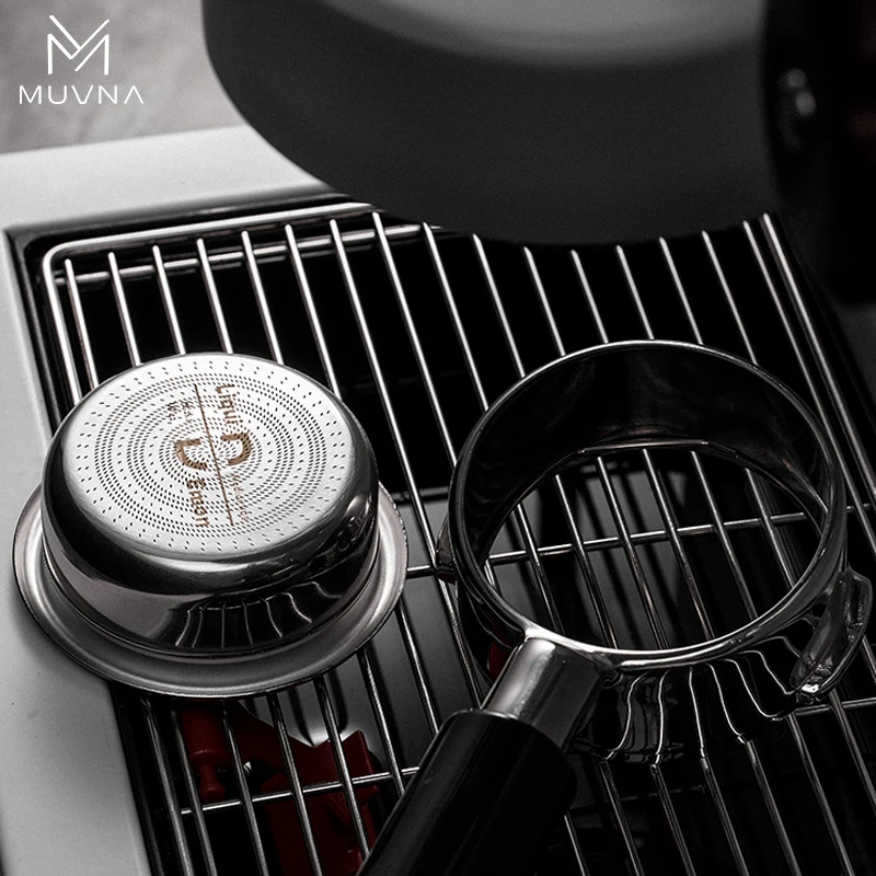 MUVNA Matrix Espresso Filter Baskets for Coffee Machine Handle - 51/53/58mm, 18/20/22g Double Shot Extraction Powder Bowl