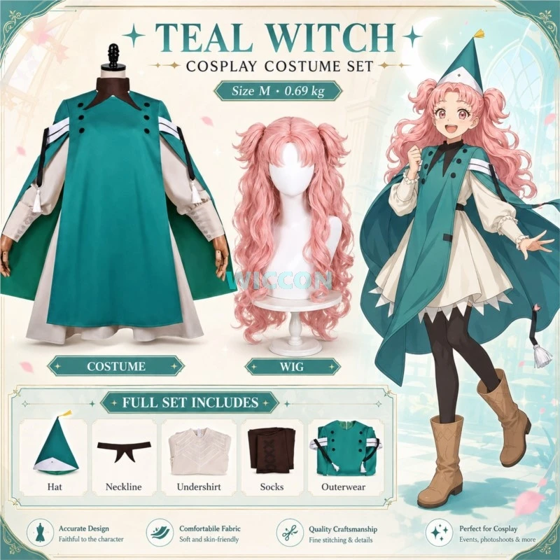 Hexenhut Atelie Tetia Cosplay Kostüm Mittelalterliches Hexenkleid mit Hut Anime Tongari Boushi no Atelier Outfit Halloween Party Anzug