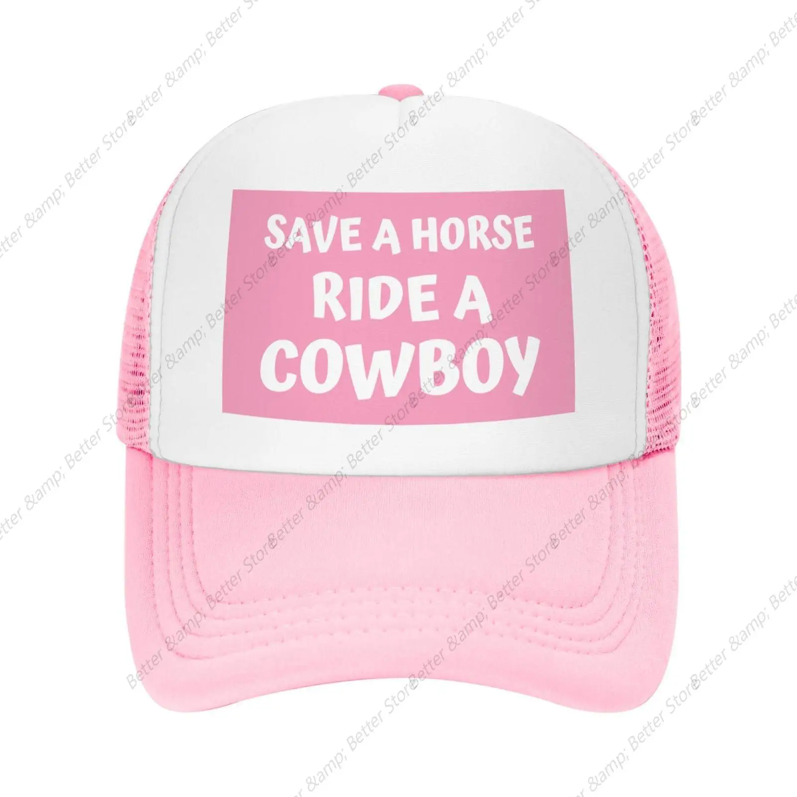 

Save A Horse Ride A Cowboy Mesh Hat Baseball Cap for Men Women Funny Trucker Hat Gifts Pink