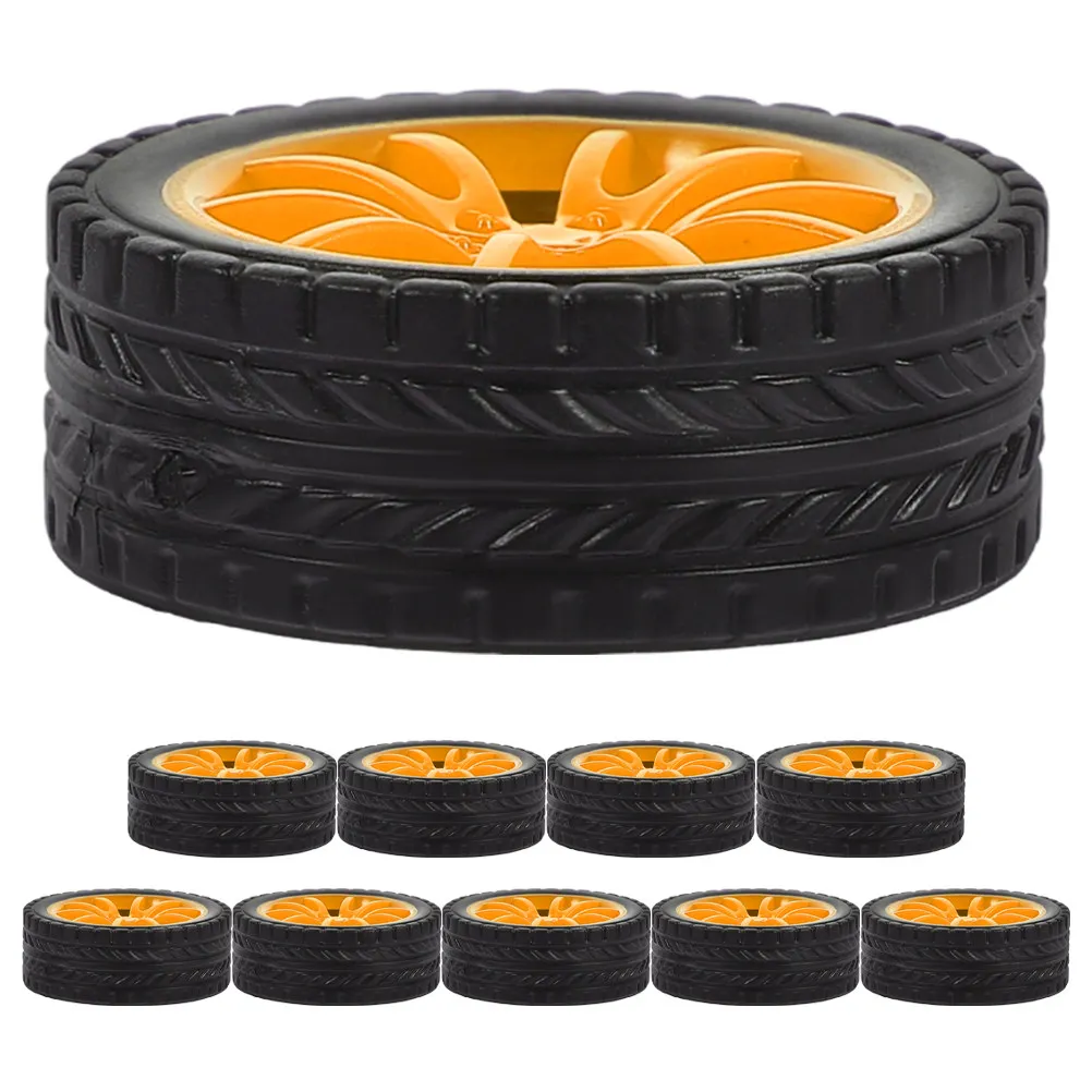 

10Pcs Rubber Car Wheels DIY Assembly Science Project Replacement Rc Car Tires Kids Playthings Craft Parts DIY Craft Wheels