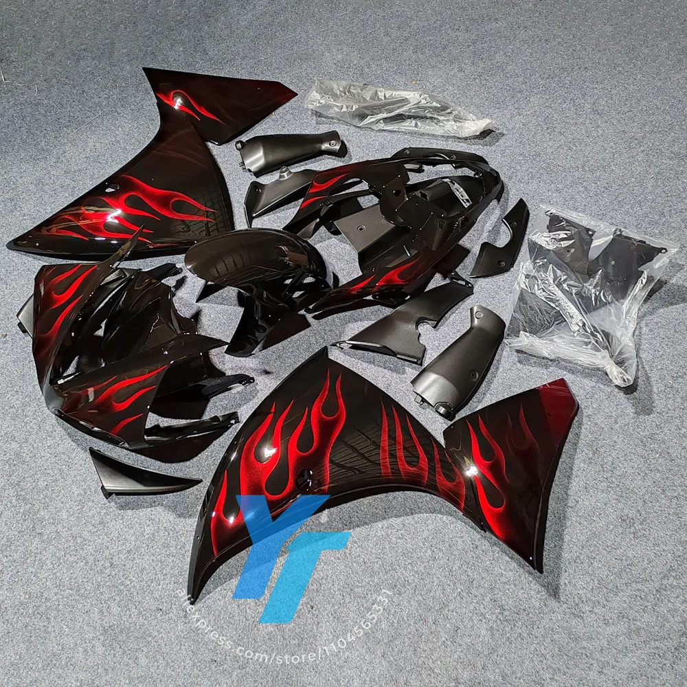 Plastic Injection Molded Fairing Kit for YAMAHA YZF R1 2009-2012 Red Flames, Perfect Fit Bodywork