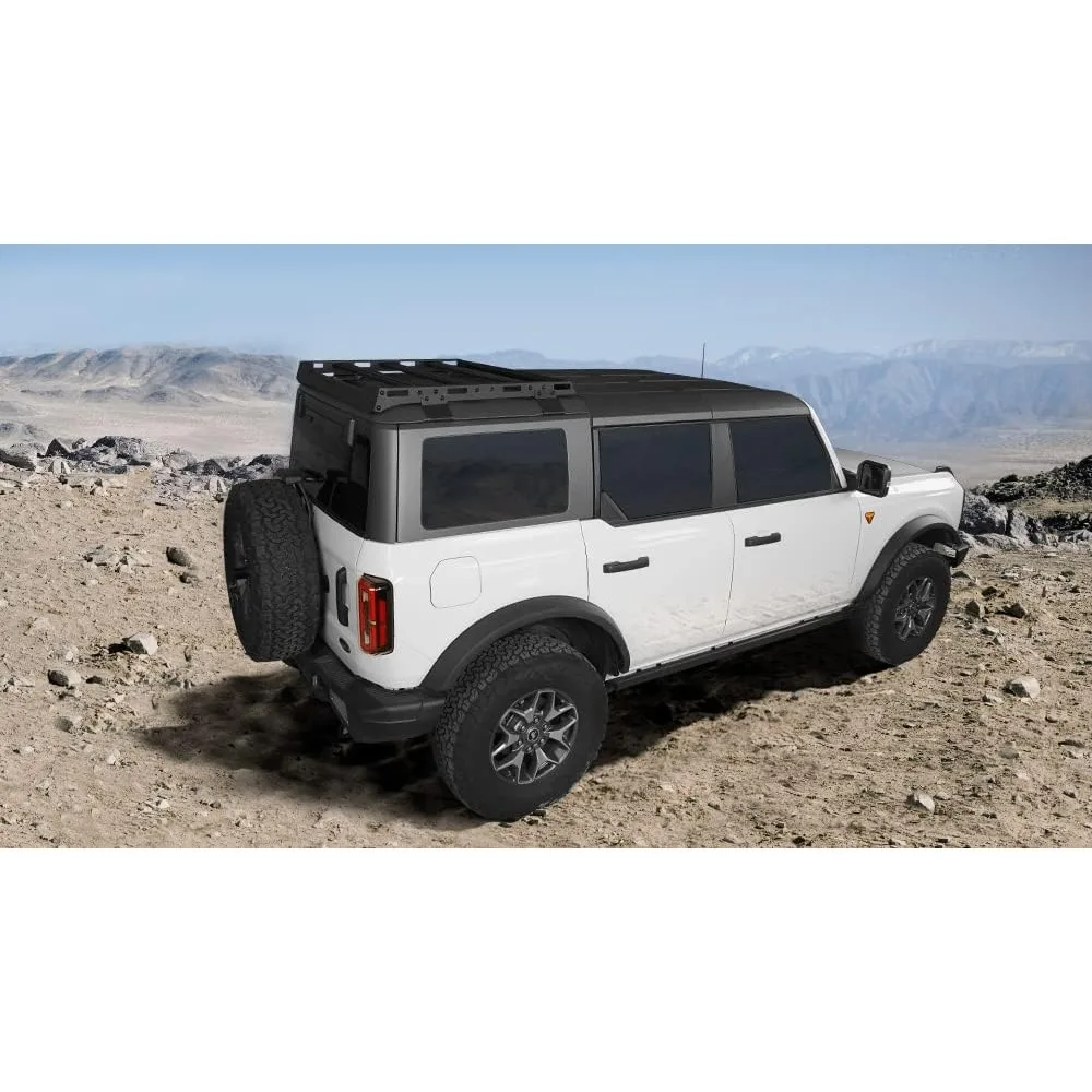 سلة البضائع الخلفية العارضة لـ 2021-2025 Ford Bronco 4 أبواب هاردتوب، رف سقف نصف قصير، تصميم حصري