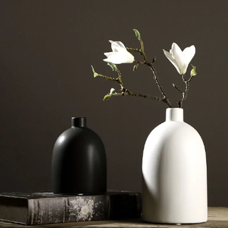 

Black White Vase Flower Pot Handmade Ceramic Vases Simplicity Decorations Living Room Decoracion Table Ornaments Вазадекор Украш