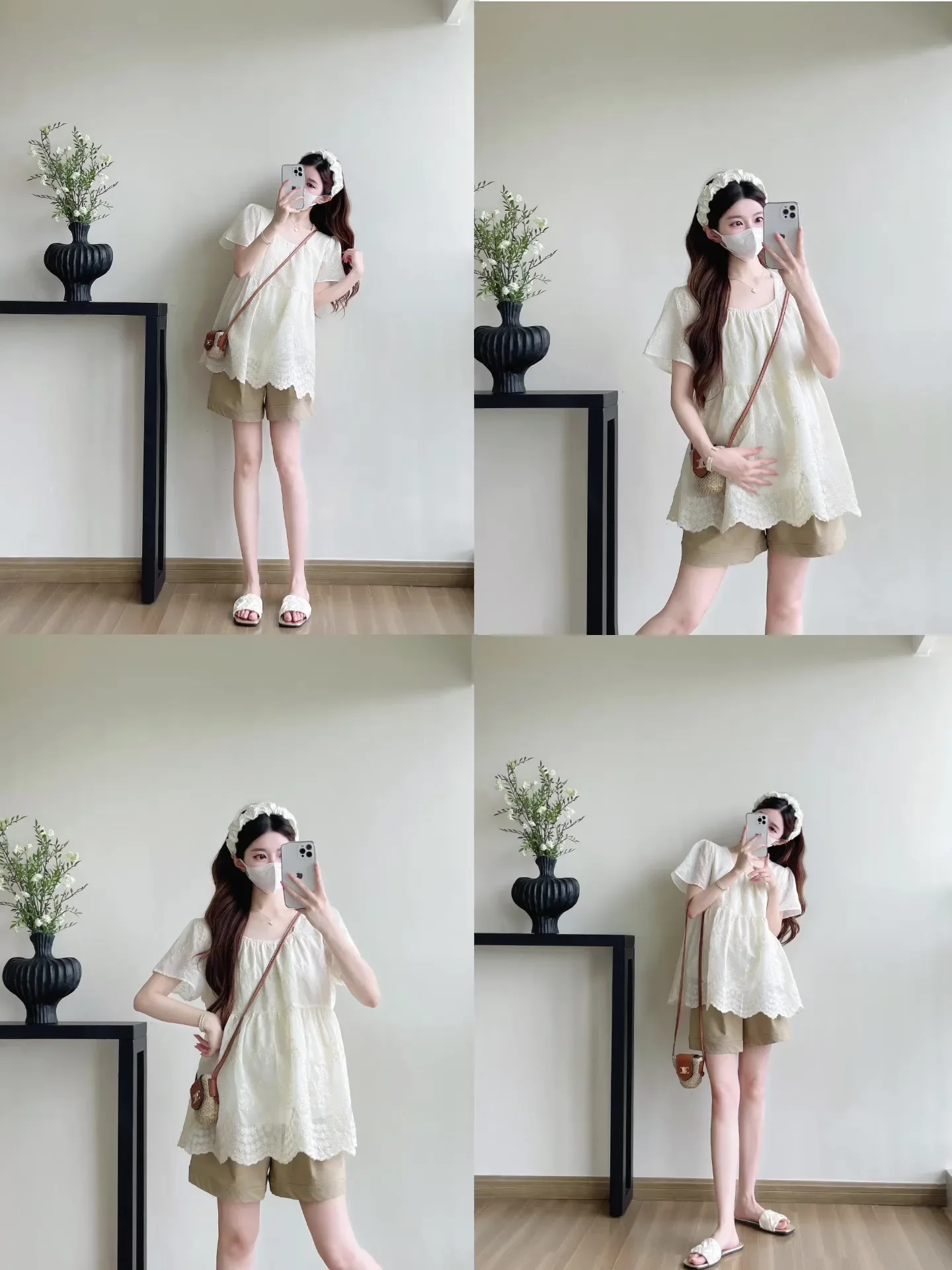 

Women Youthful Look Tunic 2025 Korean Fashion Summer Maternity Top Cute Babydoll Style Loose Slimming Chic Blouse for Pregnancy