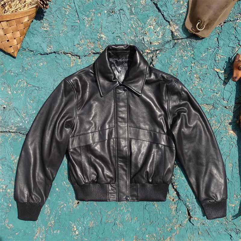 

Оригинальная версия! Кожаная куртка свободного кроя из натуральной овечьей кожи растительного дубления, байкерская куртка