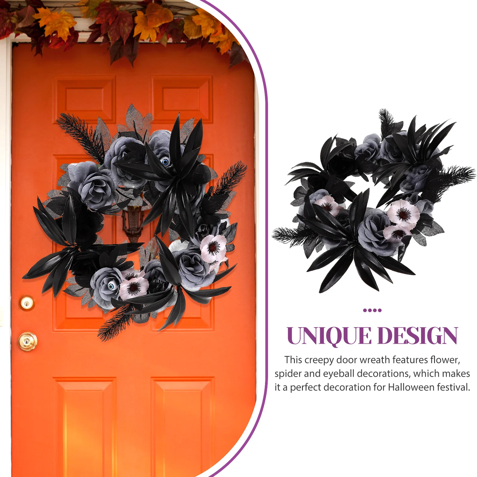 

Decorations Simulated Eyeball Wreath Scary Halloween Outdoor Goth Decorative Black for