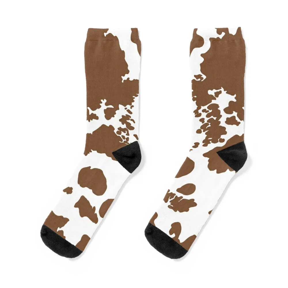 

Brown Cowhide print pattern Socks sports and leisure sport luxury funny gifts Girl'S Socks Men's