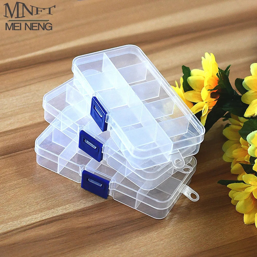 

MNFT 10 Compartments Tackle Box Lures Hooks Beads Storage Case Fishing Accessories Transparent Boxes