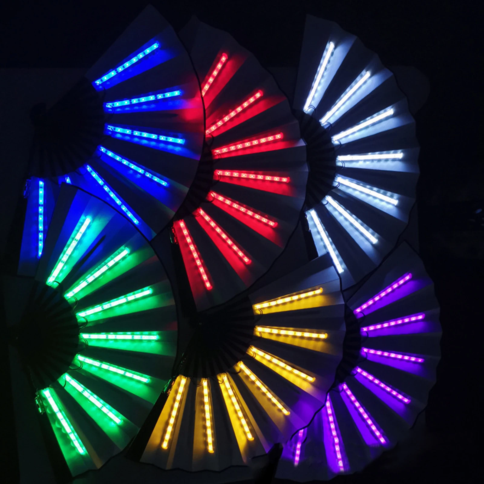 Glow Folding LED Fan Dancing Light Fan Night Show Halloween Christmas Rave Festival Accessories Glow In The Dark Party Supplies