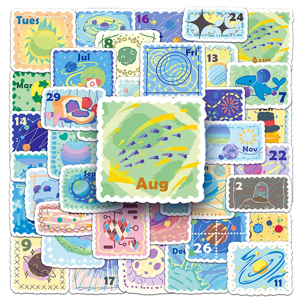 

10/30/50pcs Cute Fairy Tale Style Stamp Pattern Stickers Aesthetic Cartoon Decals Toy DIY Phone Guitar Laptop Decoration Sticker