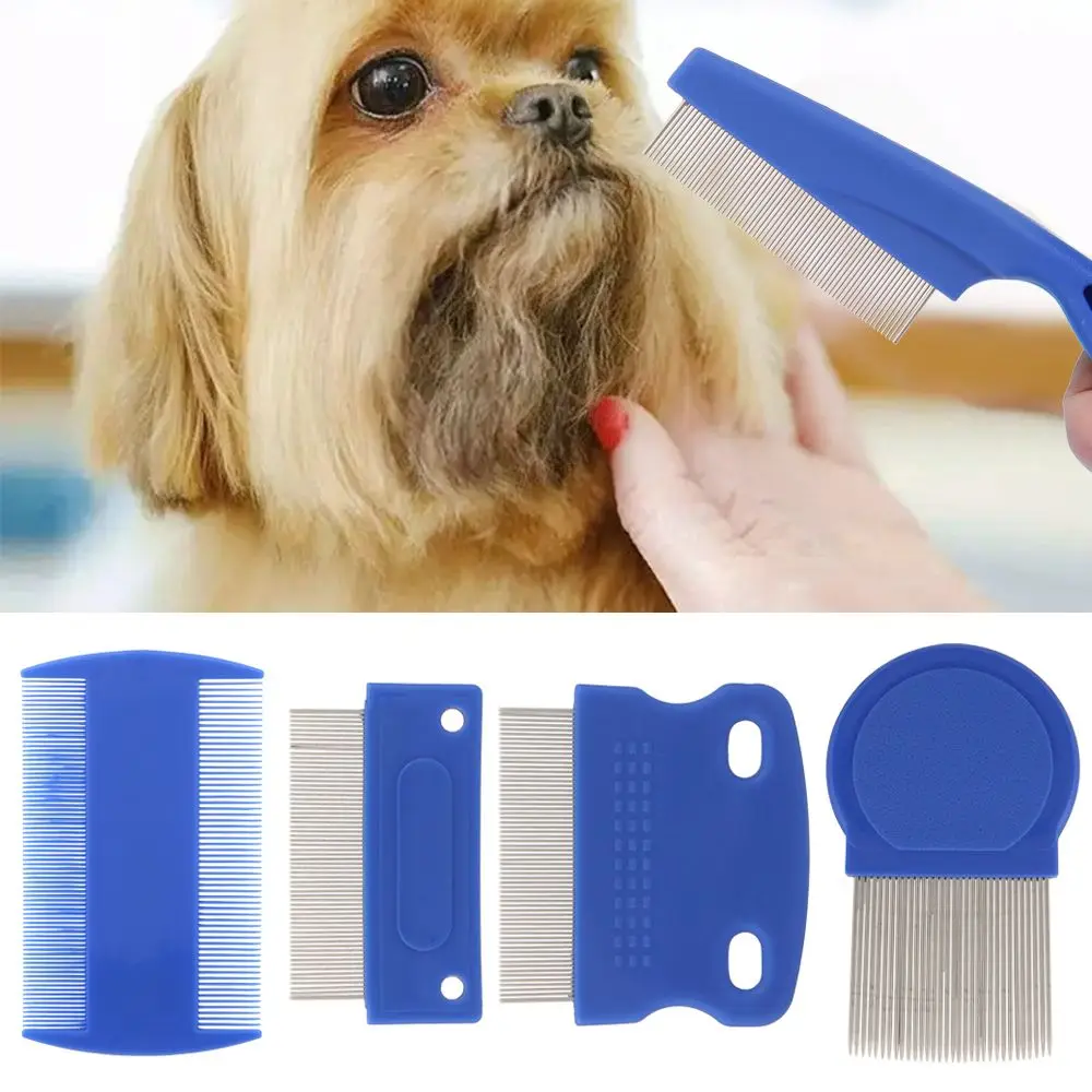 6 Pcs/set Pet Flea Comb Stainless Steel Head Lice Comb Fine Tooth Dogs Cats Grooming Combs Dematting Tool Pet Tear Stain Remove