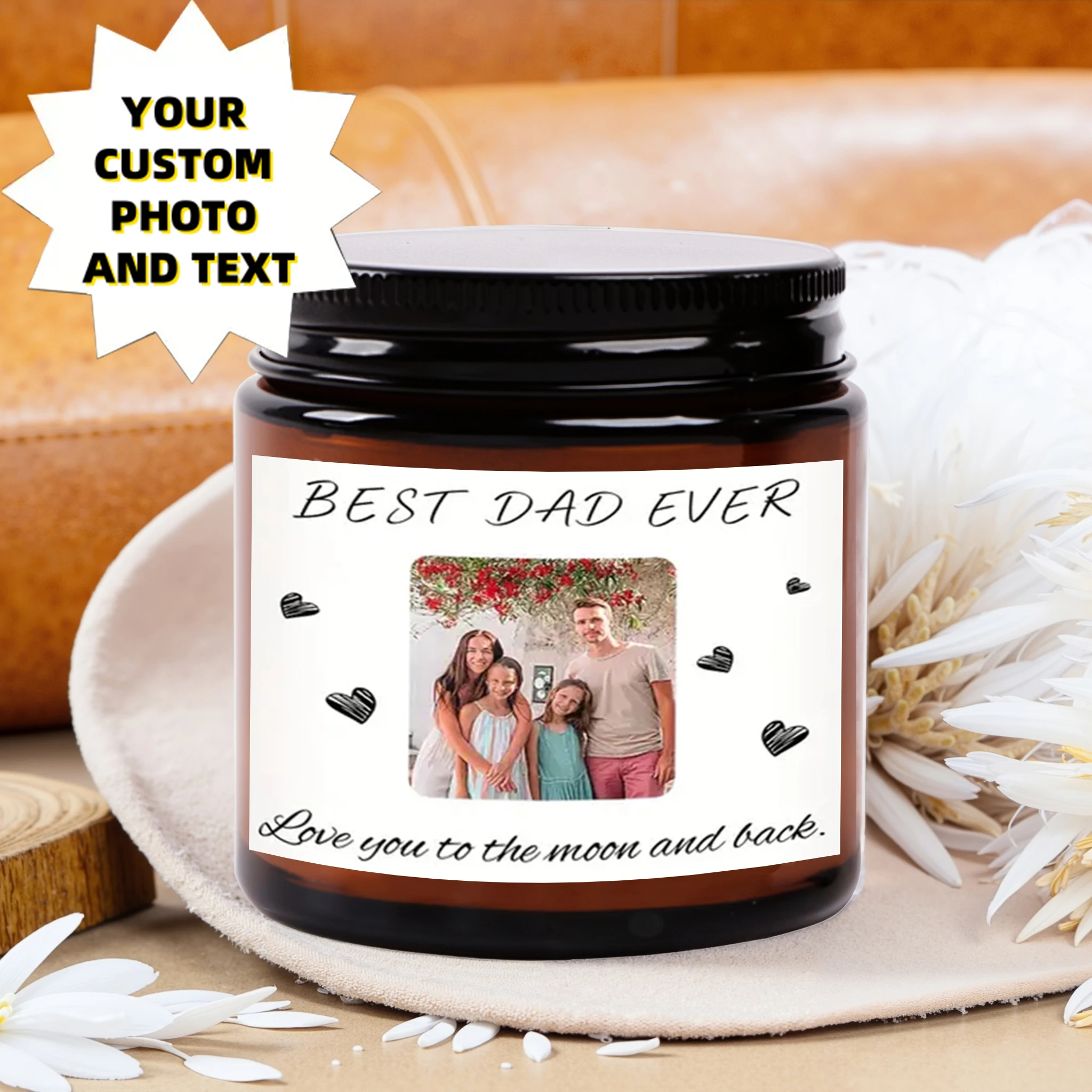 

3.5oz(100g) Personalized Candles, Customized Photos and Information - The Best Father's Day, Birthday, Christmas Gifts